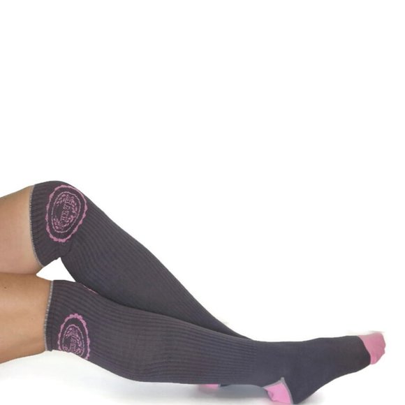 Victoria's Secret PINK Knee High Socks Grey Pink NWOT OS RARE - Picture 7 of 8
